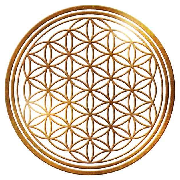 Flower of life in ancient gold symbolizing interconnectedness for your Soul Blueprint Akashic Records Reading